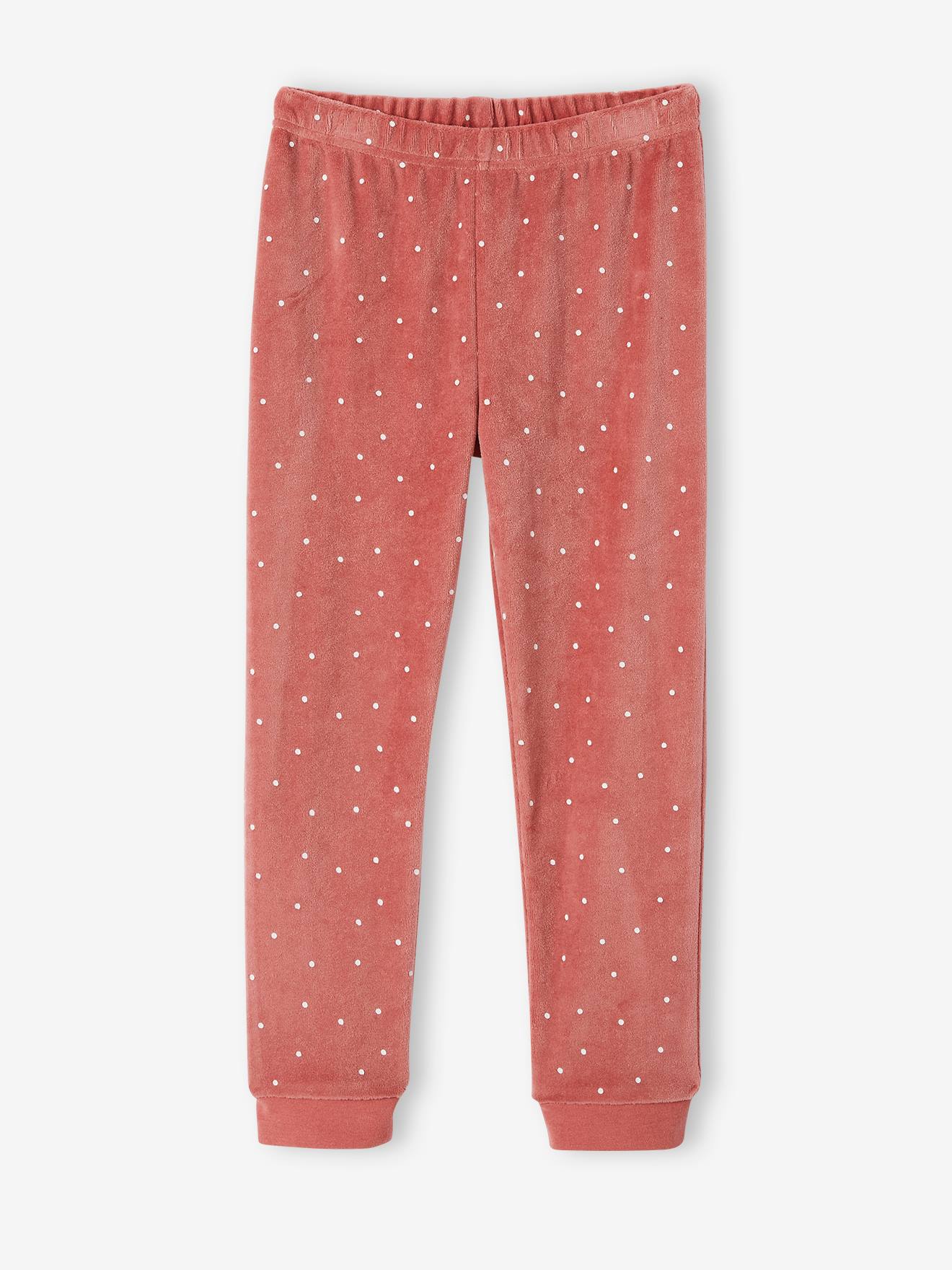Pyjama fille renarde en velours rose fonce