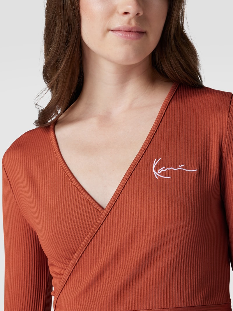 Cropped Longsleeve in Wickel-Optik in rostrot