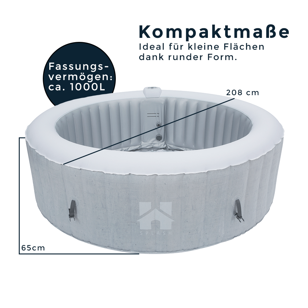 Home Deluxe Outdoor Whirlpool SPLASH - Beton - 6 Personen