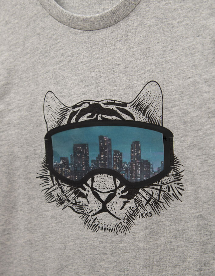 T-shirt gris visuel tigre et masque lenticulaire garçon
