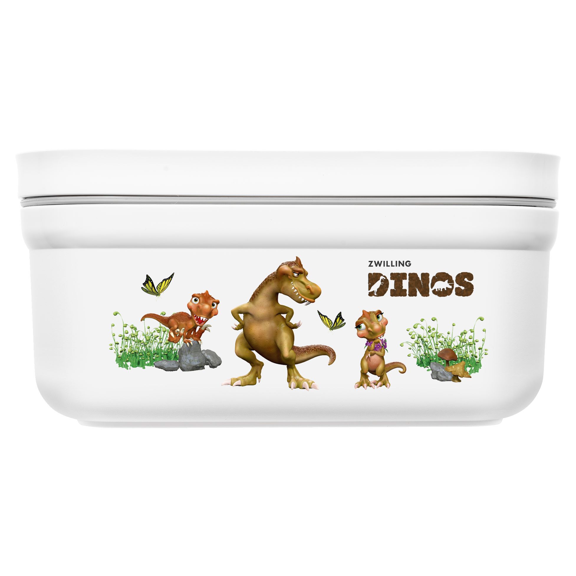 Vakuum Lunchbox DINOS S, Kunststoff, Weiß-grau