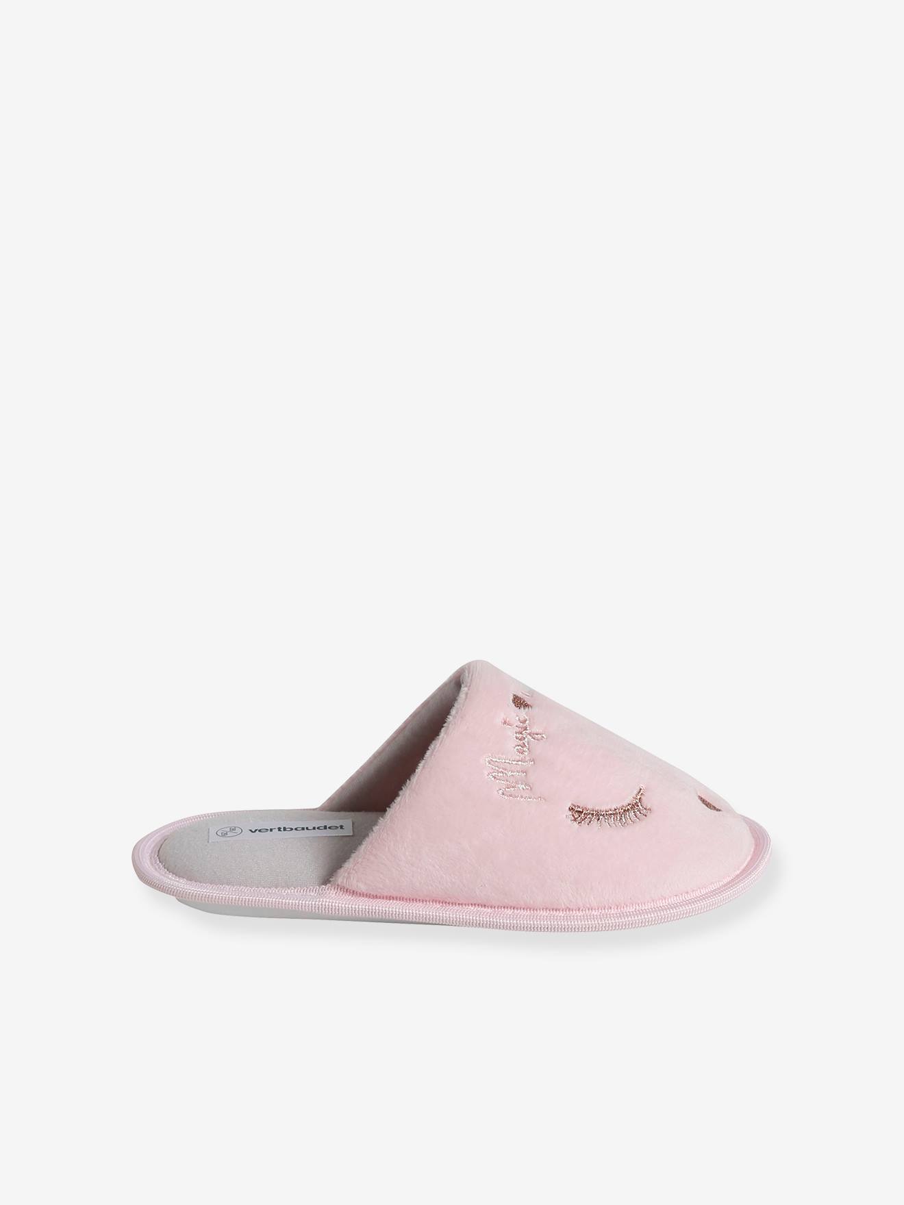 Vertbaudet Mädchen Stoff-Hausschuhe mit Einhorn - rosa