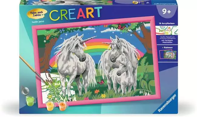 CreArt Fabelhafte Einhornwelt - Malen nach Zahlen für Kinder ab 9 Jahren