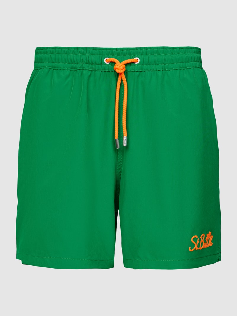 Badehose mit Label-Stitching Modell 'COMFORT' in grün
