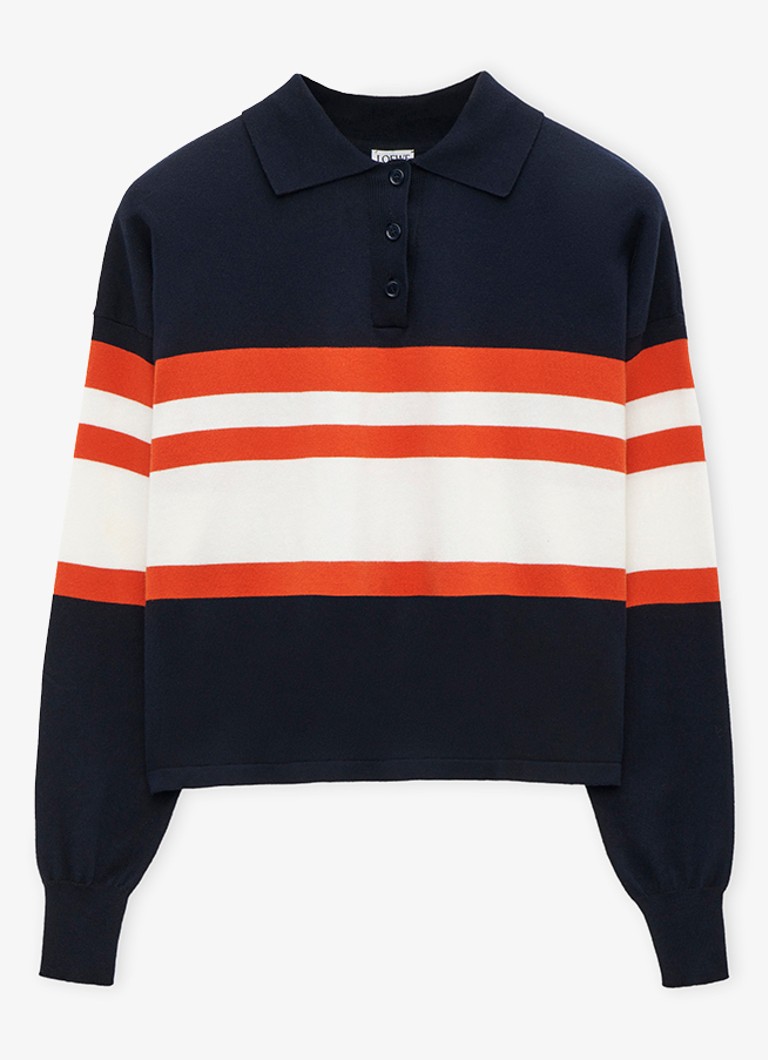 LOEWE Polo collar and stripe print sweater