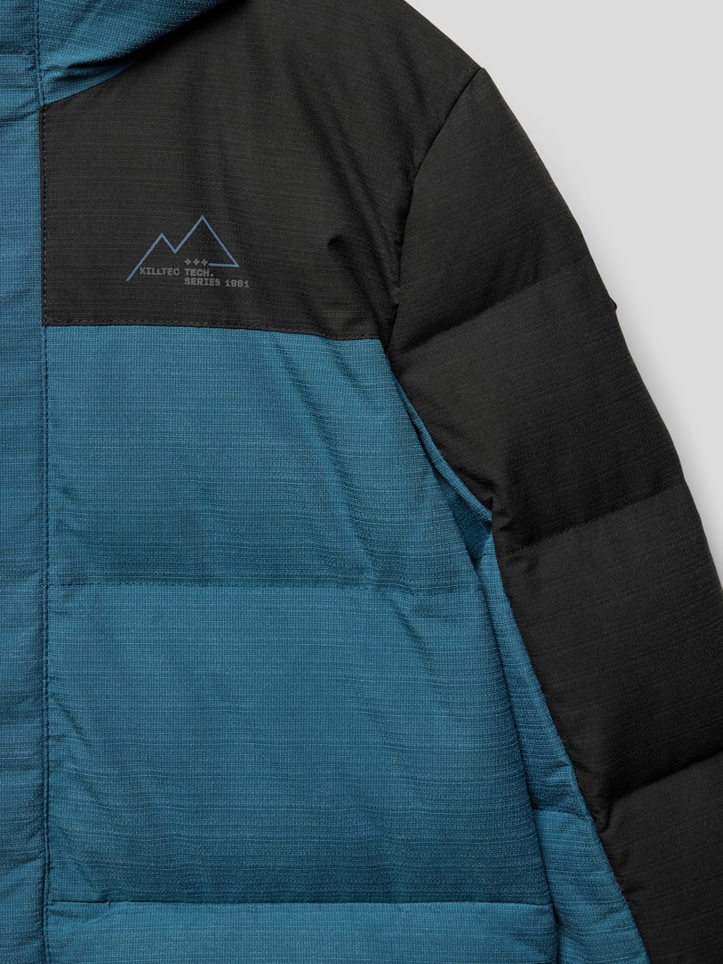 Steppjacke mit Label-Print in petrol