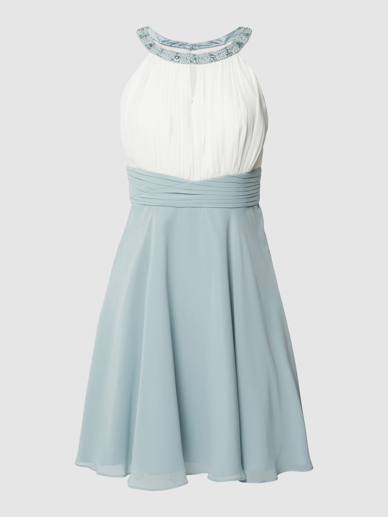Cocktailkleid mit Ziersteinbesatz in schilf