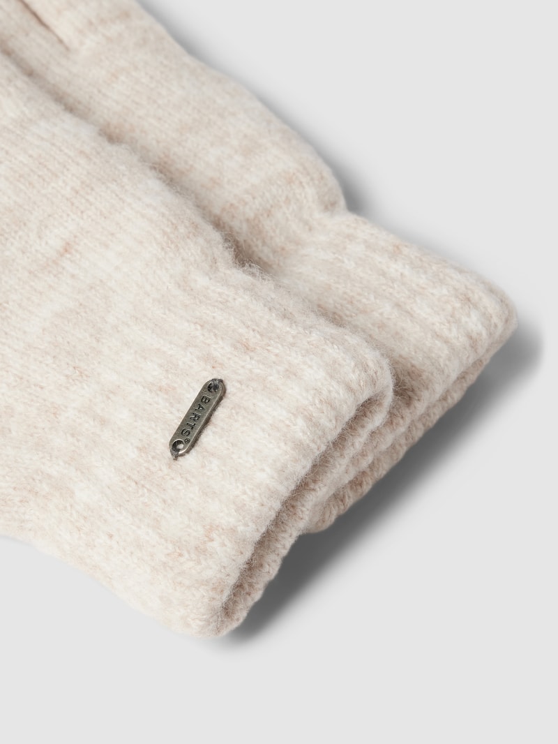 Handschuhe mit Label-Applikation Modell 'Shae' in beige