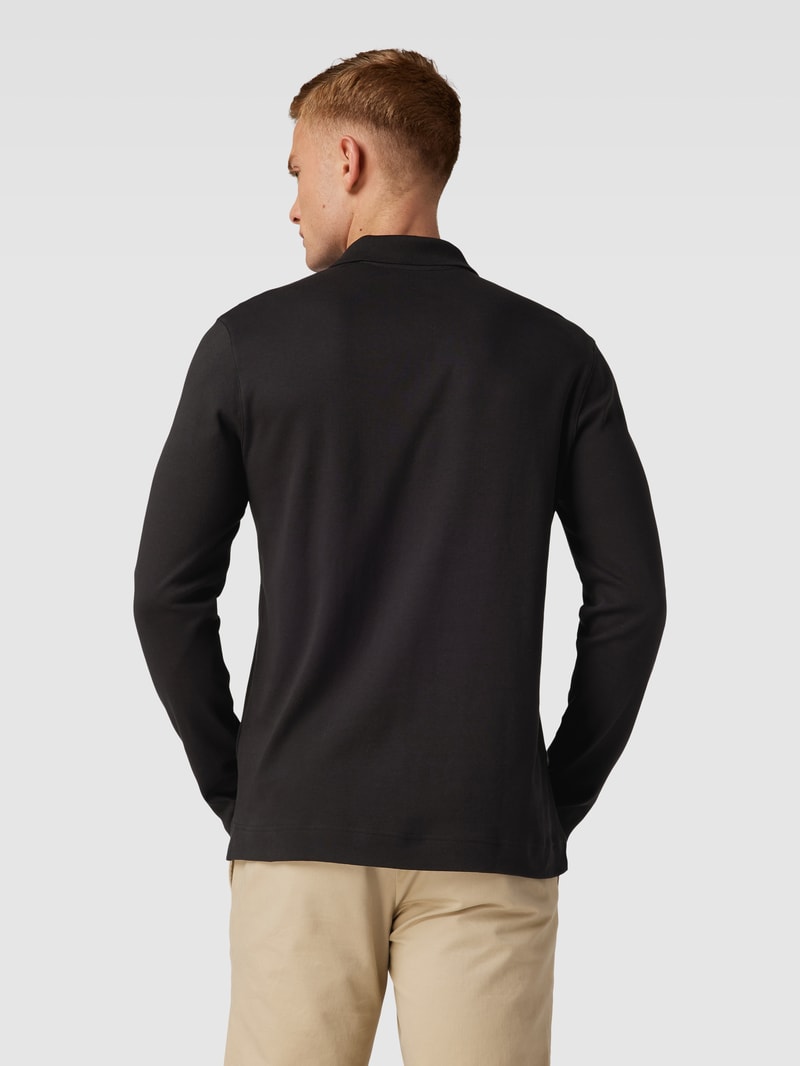 Poloshirt mit langen Ärmeln in schwarz