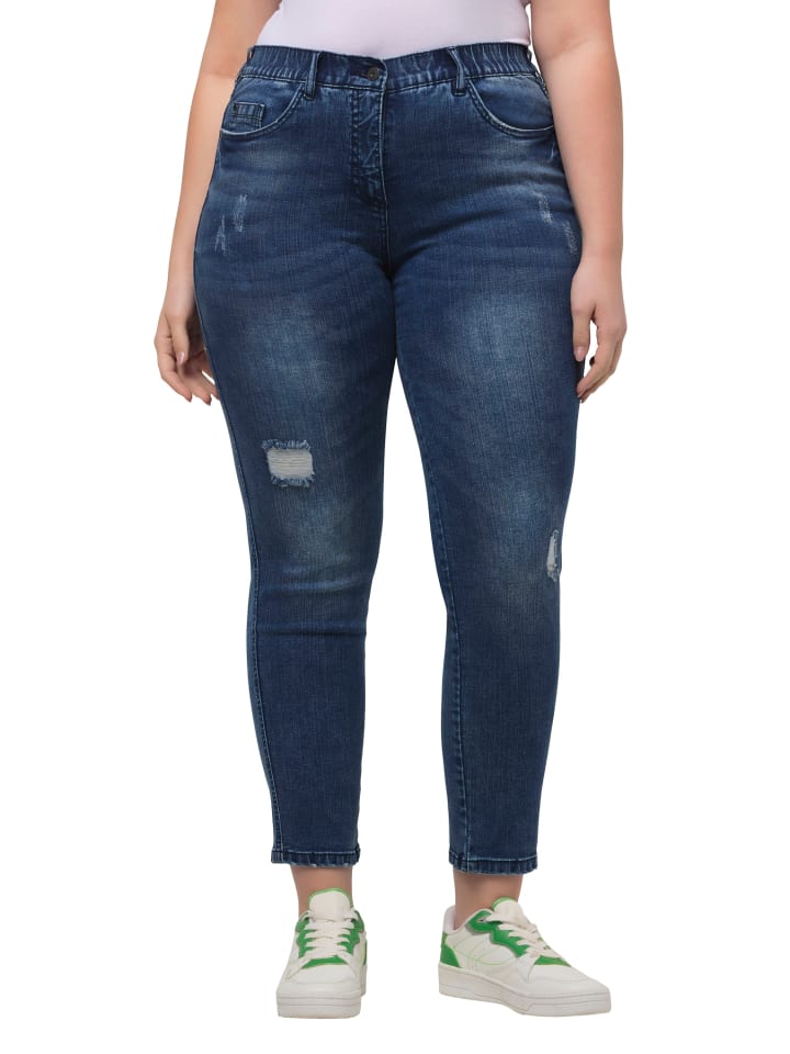 Ulla Popken Jeans in dark blue denim günstig kaufen 48 - Langgröße