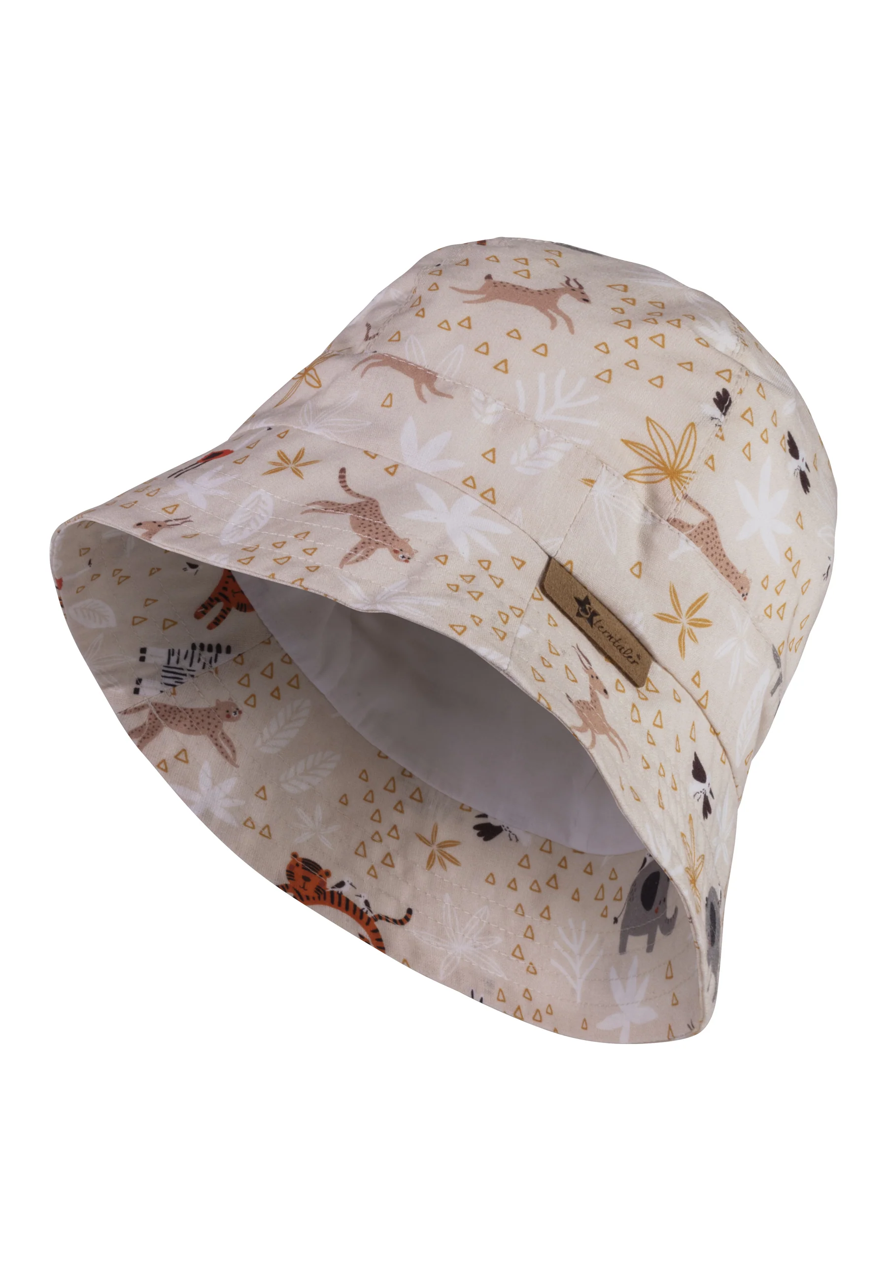 Safarihut bedruckt mit Zootieren in beige