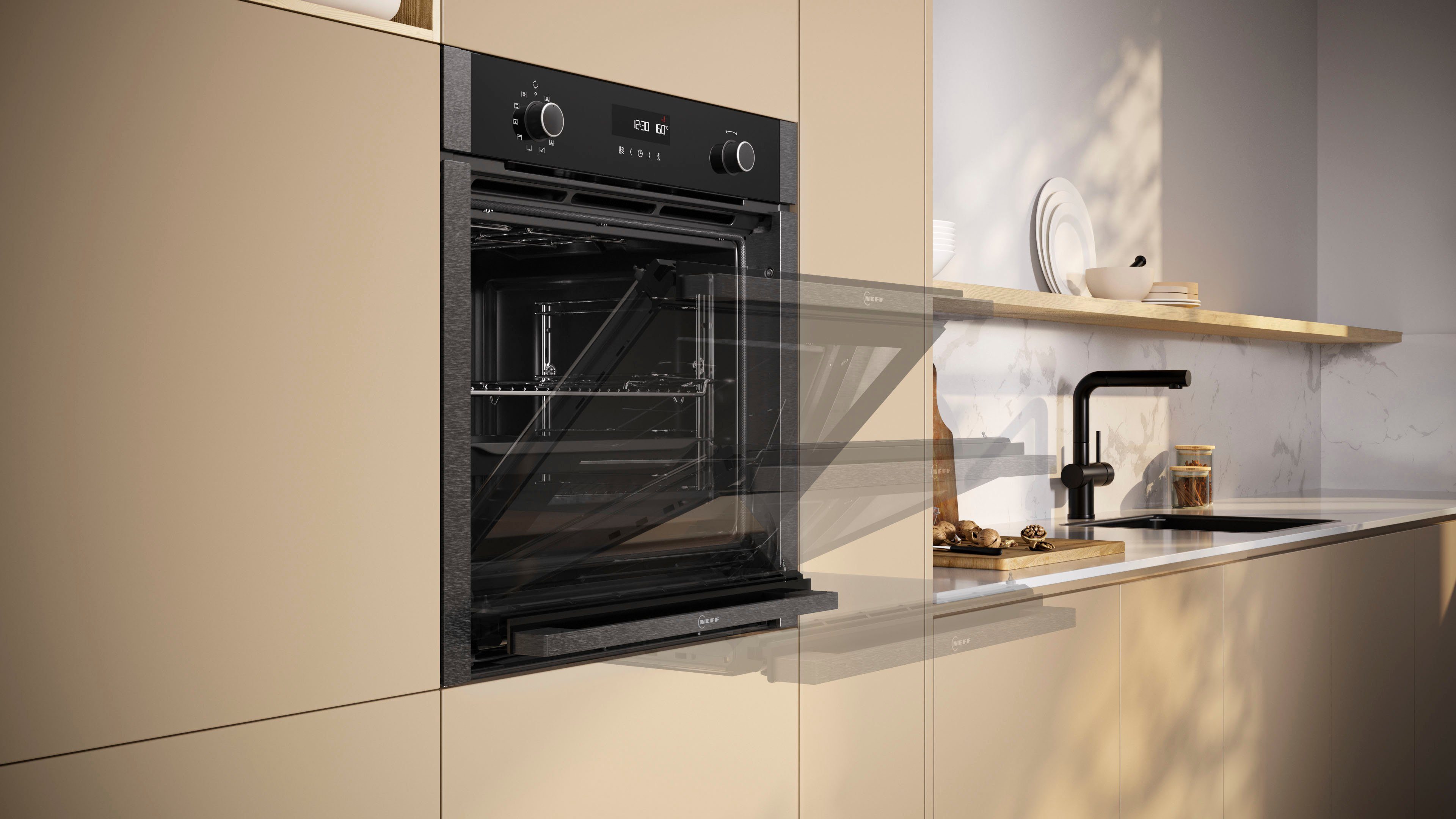 NEFF Backofen B5ACH7AG1, Pyrolyse-Selbstreinigung, voll versenkbare Ofentür dank Slide & Hide®