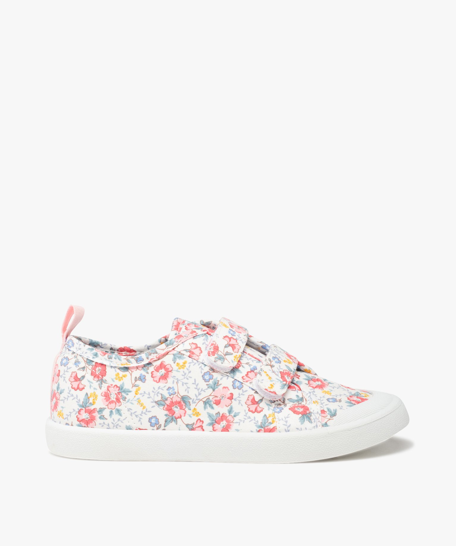 Baskets fille en toile imprimée fleurs fermeture scratch vert | GEMO