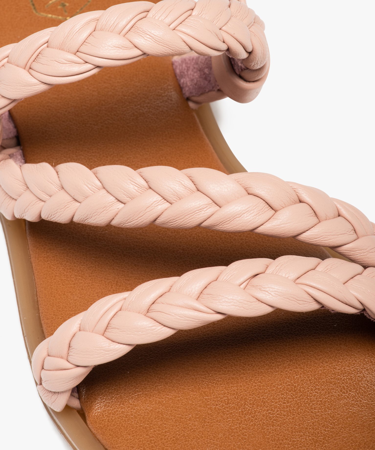 Nu-pieds fille à brides tressées unies rose | GEMO