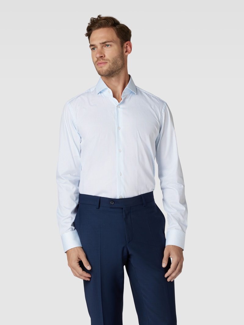 Regular Fit Business-Hemd mit Streifenmuster Modell 'Joe' in bleu