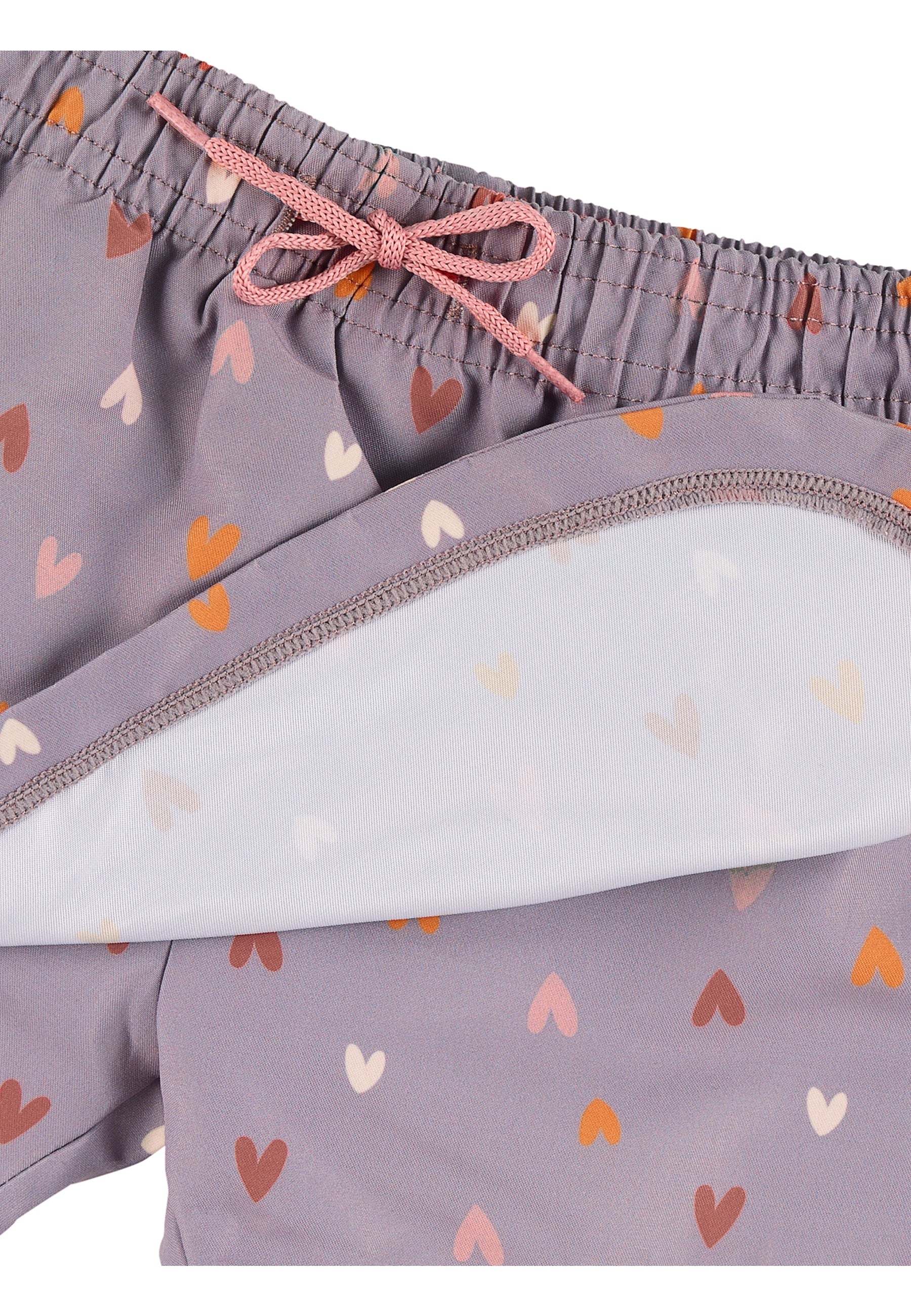 Badeshorts in Lila mit Herzchen Muster