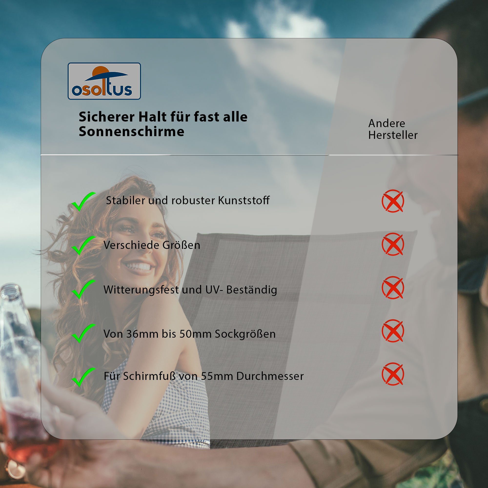 osoltus Bodendübel osoltus Universal Reduzierringe für Schirm Ständer 3 tlg. 48/40/36 mm