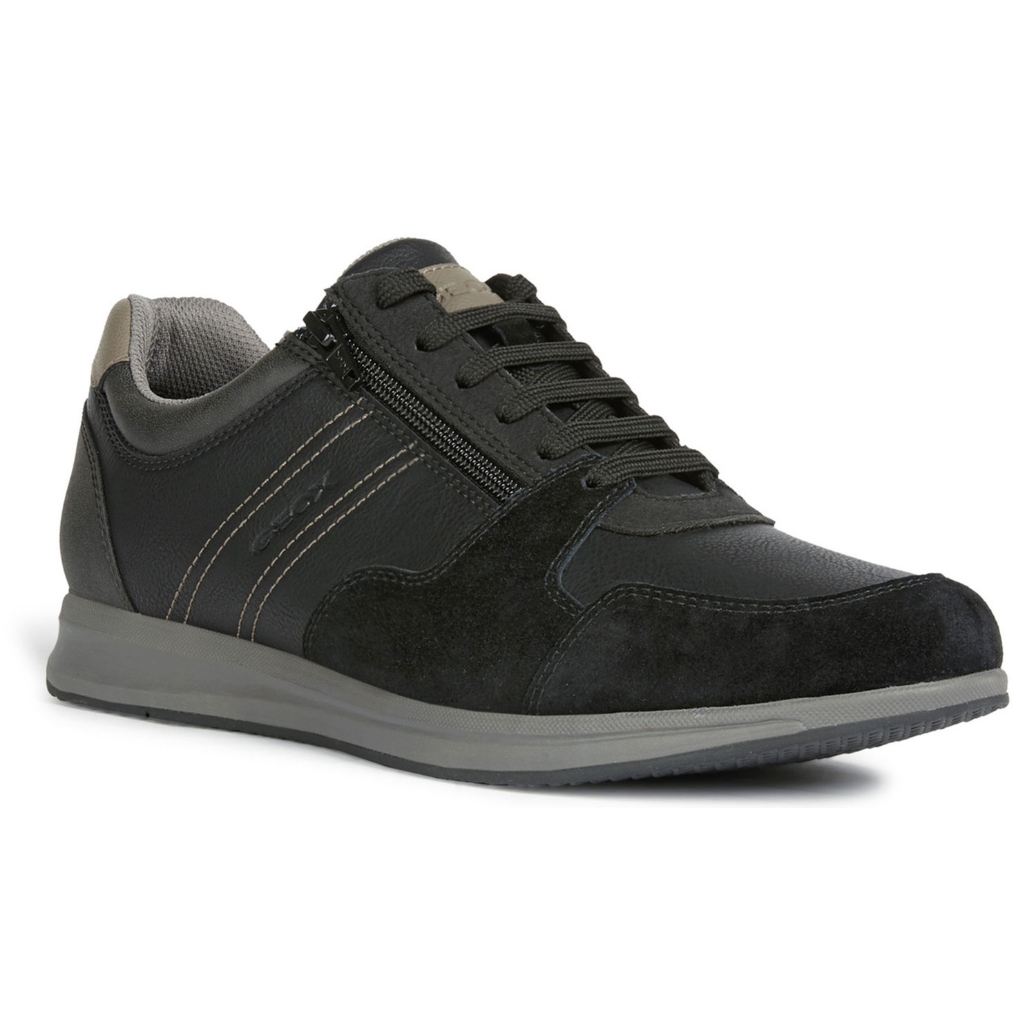 Geox U02H5B, Sneakers Low, Herren, schwarz/stone