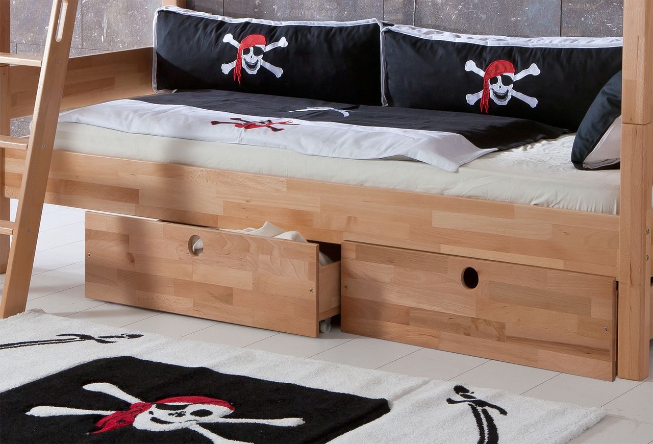 Relita Schubladen Set zu Etagenbett Stefan Buche massiv natur lackiert, Stabverleimt