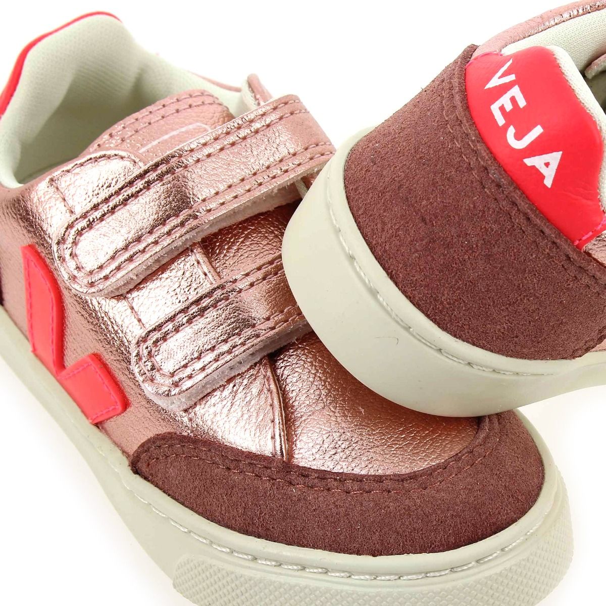 Veja  SMALL V12 VELCRO - Rose Fluo
