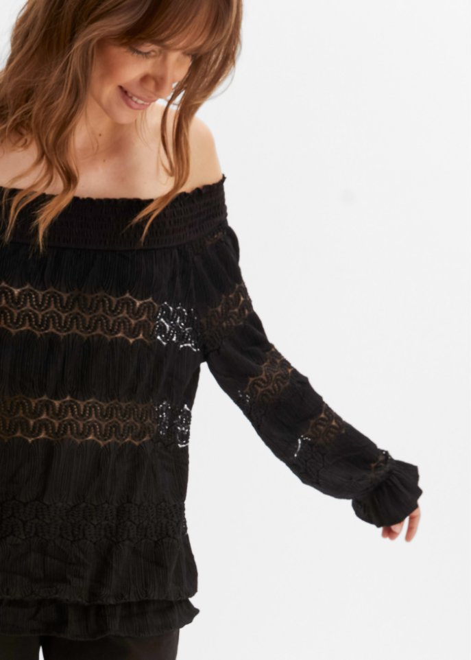 Carmenshirt mit Spitze