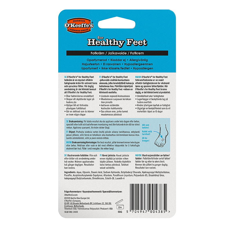 O`Keeffe`s Fotkrem O`Keeffe`s 91 g Healthy feet