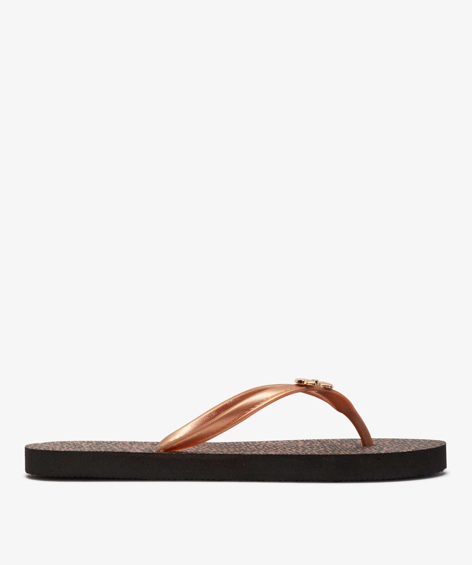 Tongs femme avec n?ud décoratif sur la bride noir | GEMO