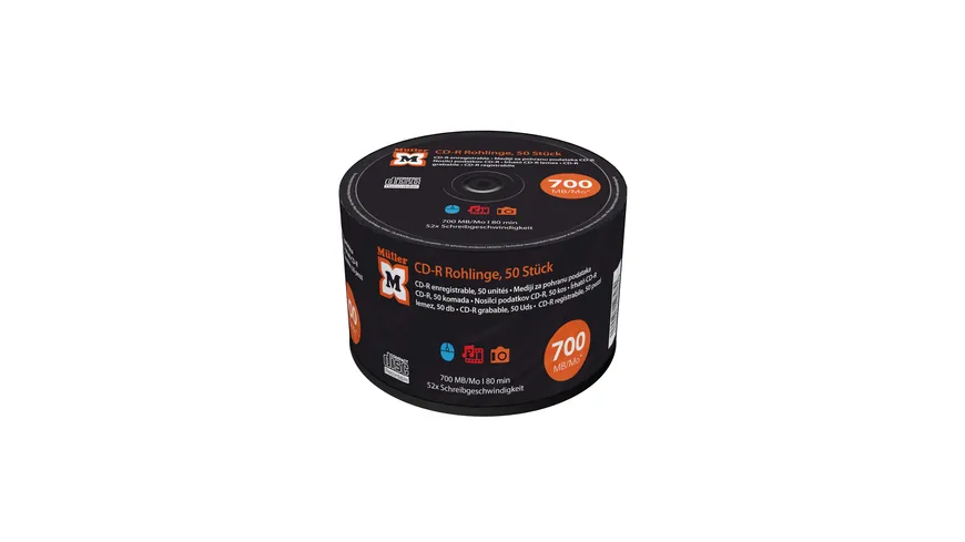 Müller CD-R 700MB I 80min, 52-fache Schreibgeschwindigkeit, 50er Pack