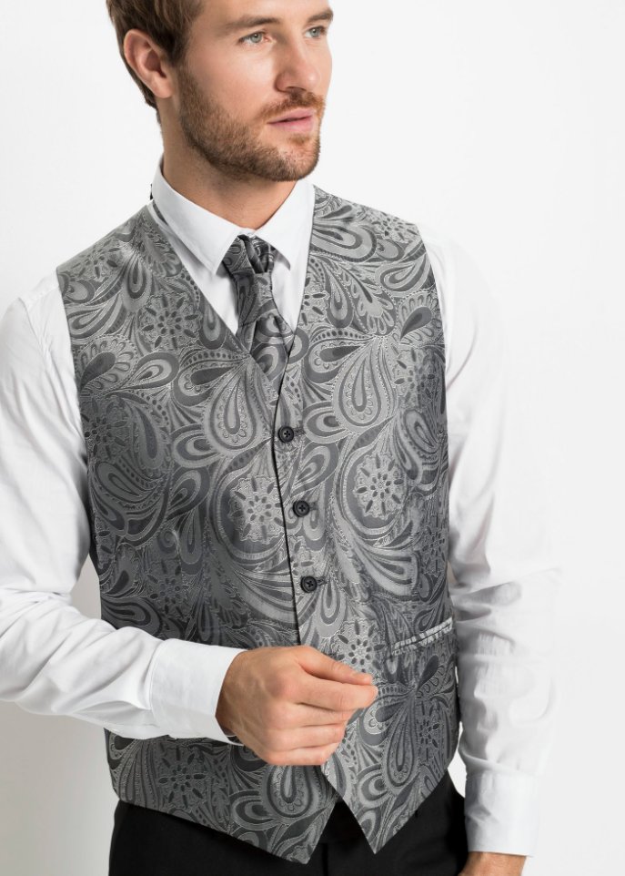 Anzug (5-tlg. Set): Sakko, Hose, Weste, Plastron, Einstecktu