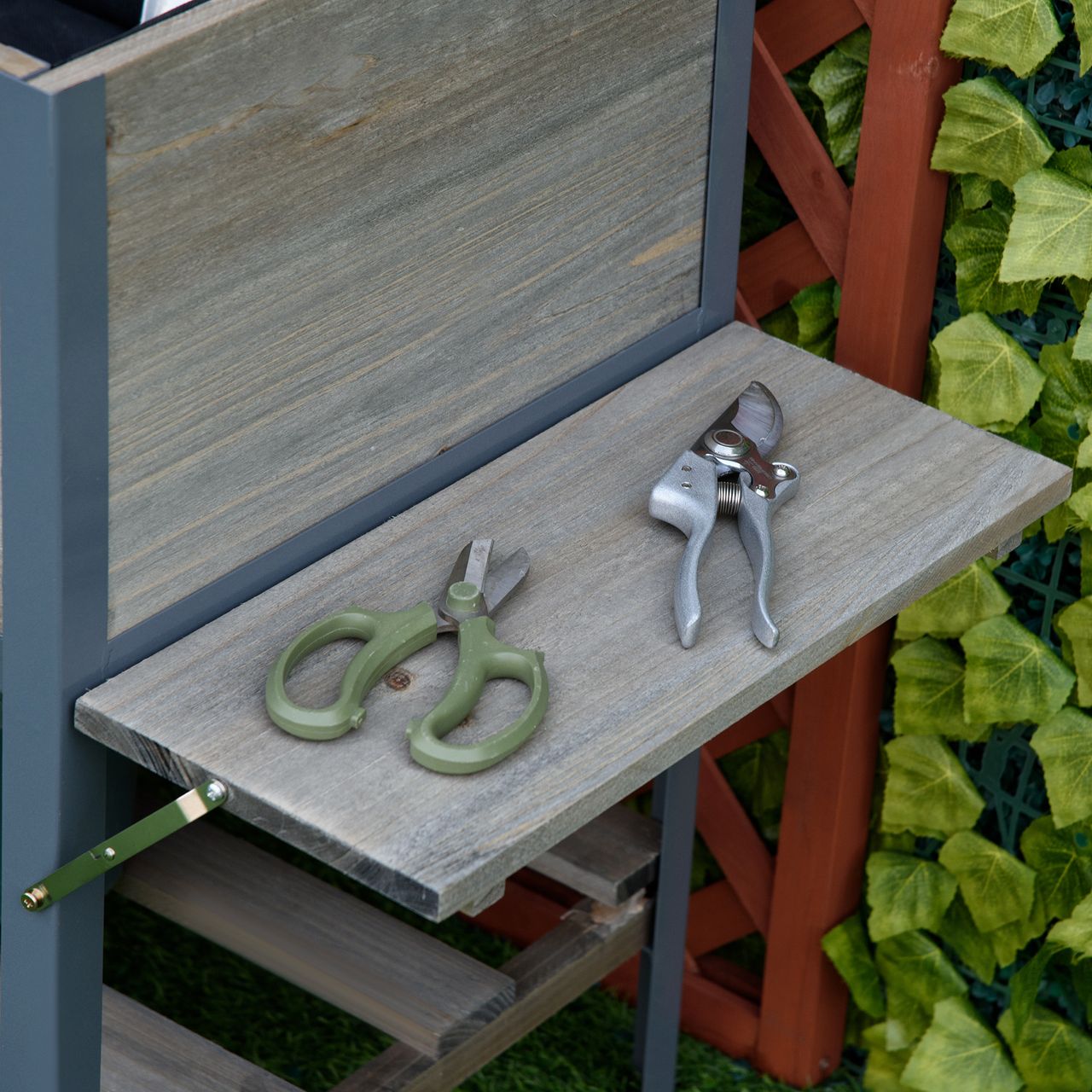 Outsunny Hochbeet Pflanzkasten mit 2 faltbaren Ablagen Blumenkasten Massivholz