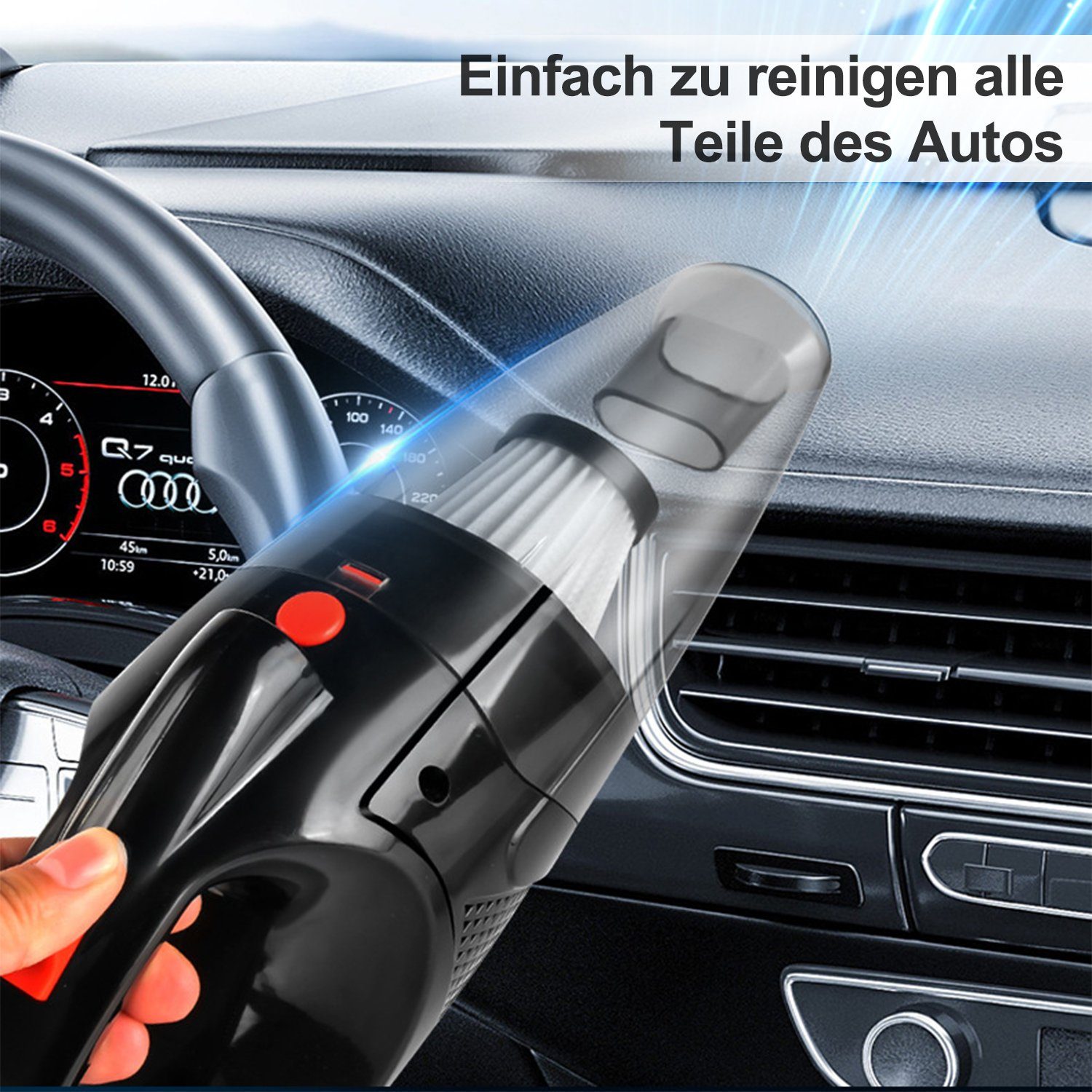 Kpaloft Akku-Handstaubsauger 120W Kabelloser Autostaubsauger, Tragbarer Handsauger, 2000mAh LED-Staubsauger, Nass & Trocken, für Tierhaare, Auto, Haus