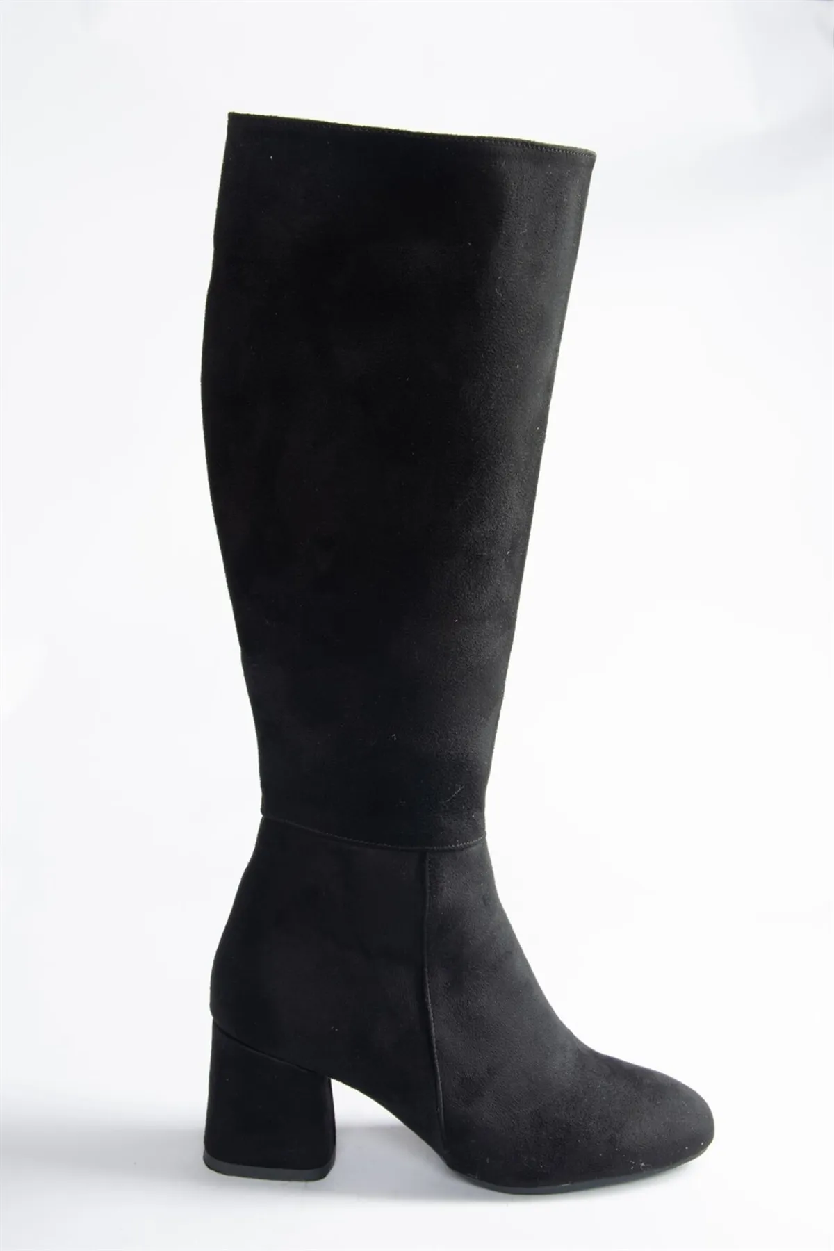 Fox Shoes  Tägliche Damenstiefel aus schwarzem Wildleder mit niedrigem, dickem Absatz N251081502