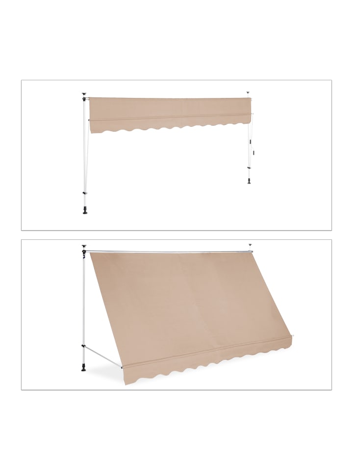 relaxdays Klemmmarkise in Beige 350 x 120 cm günstig kaufen onesize