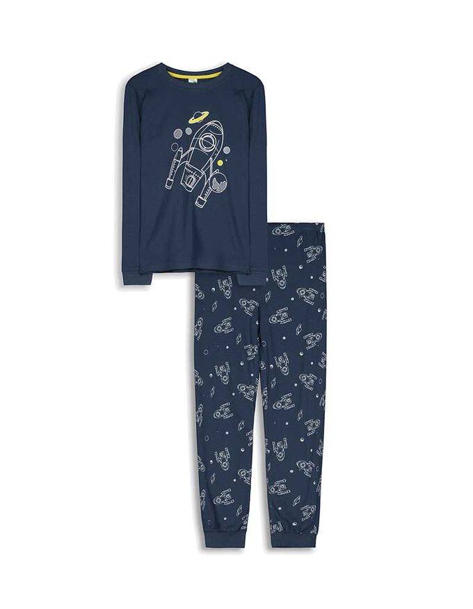 Pyjama Set aus Langarmshirt und Hose- Print