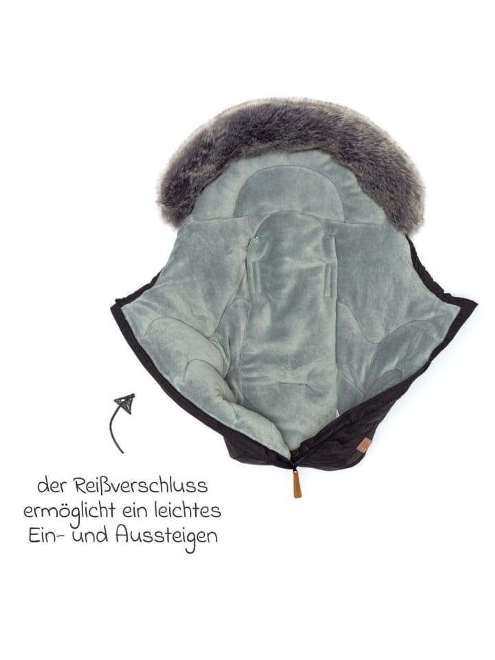 fillikid Fleece-Fußsack mit Fellkragen Lhotse für in schwarz günstig kaufen onesize