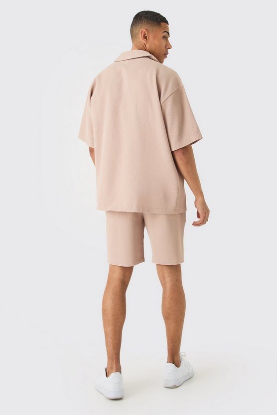 Oversized Short Sleeve Pleated Shirt And Short