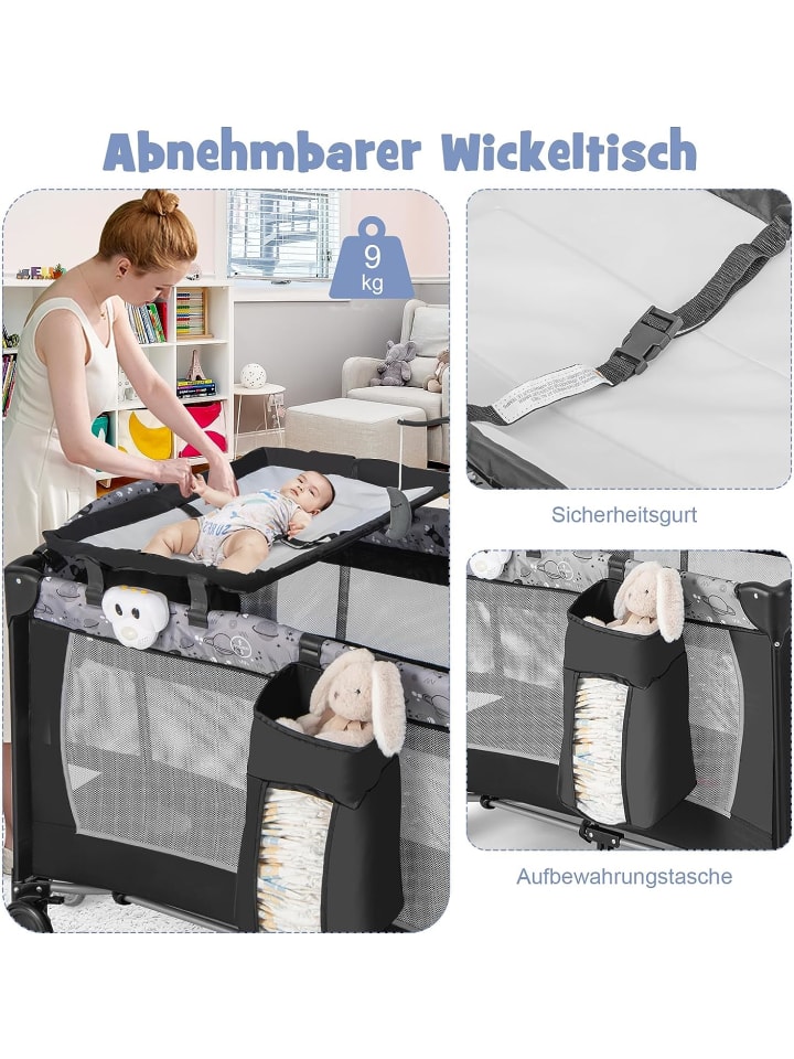 COSTWAY 4 in 1 Beistellbett in Grau günstig kaufen 102 cm
