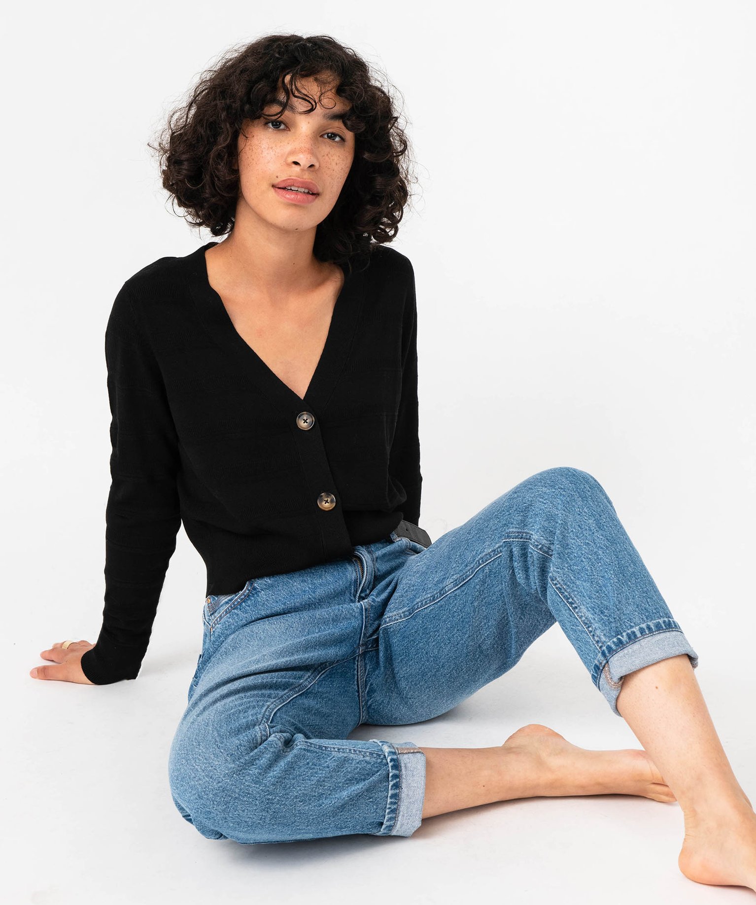 Gilet court à col V femme noir | GEMO