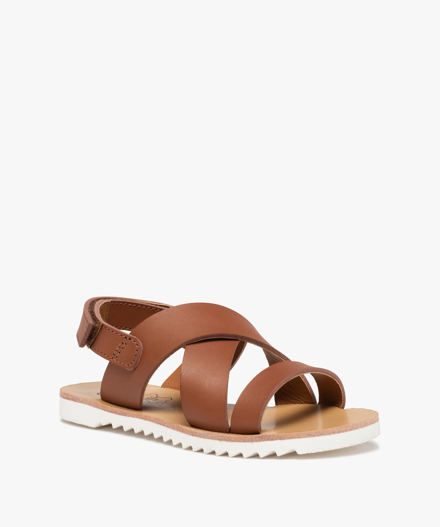 Sandales fille à brides unies et semelle crantée marron | GEMO