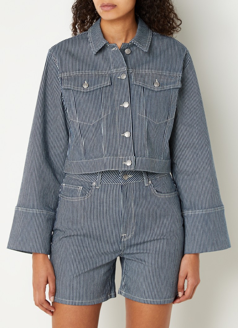 Jachetă scurtă din denim Myra de la Selected Femme, cu dungi imprimate.