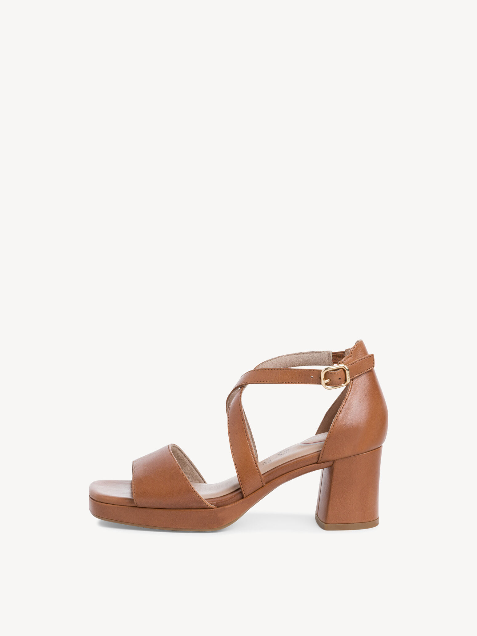 Sandale à talon en cuir - marron