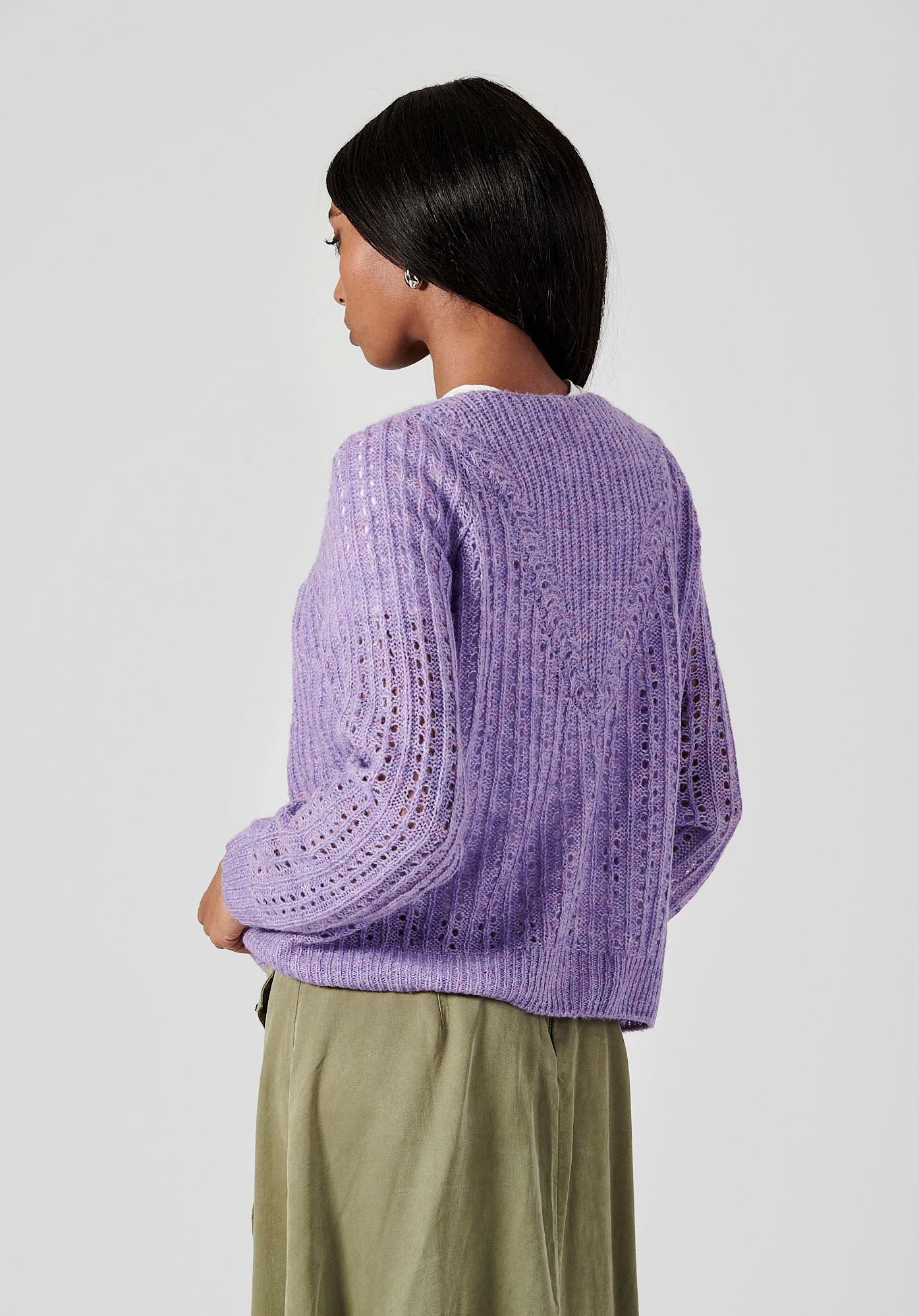 FINUS  Gilet lila ajouré femme
