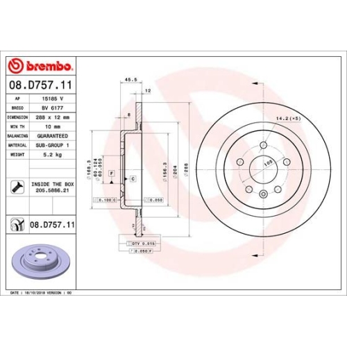 08.D757.11 BREMSSCHEIBE BREMBO HA  VP2 - ATU
