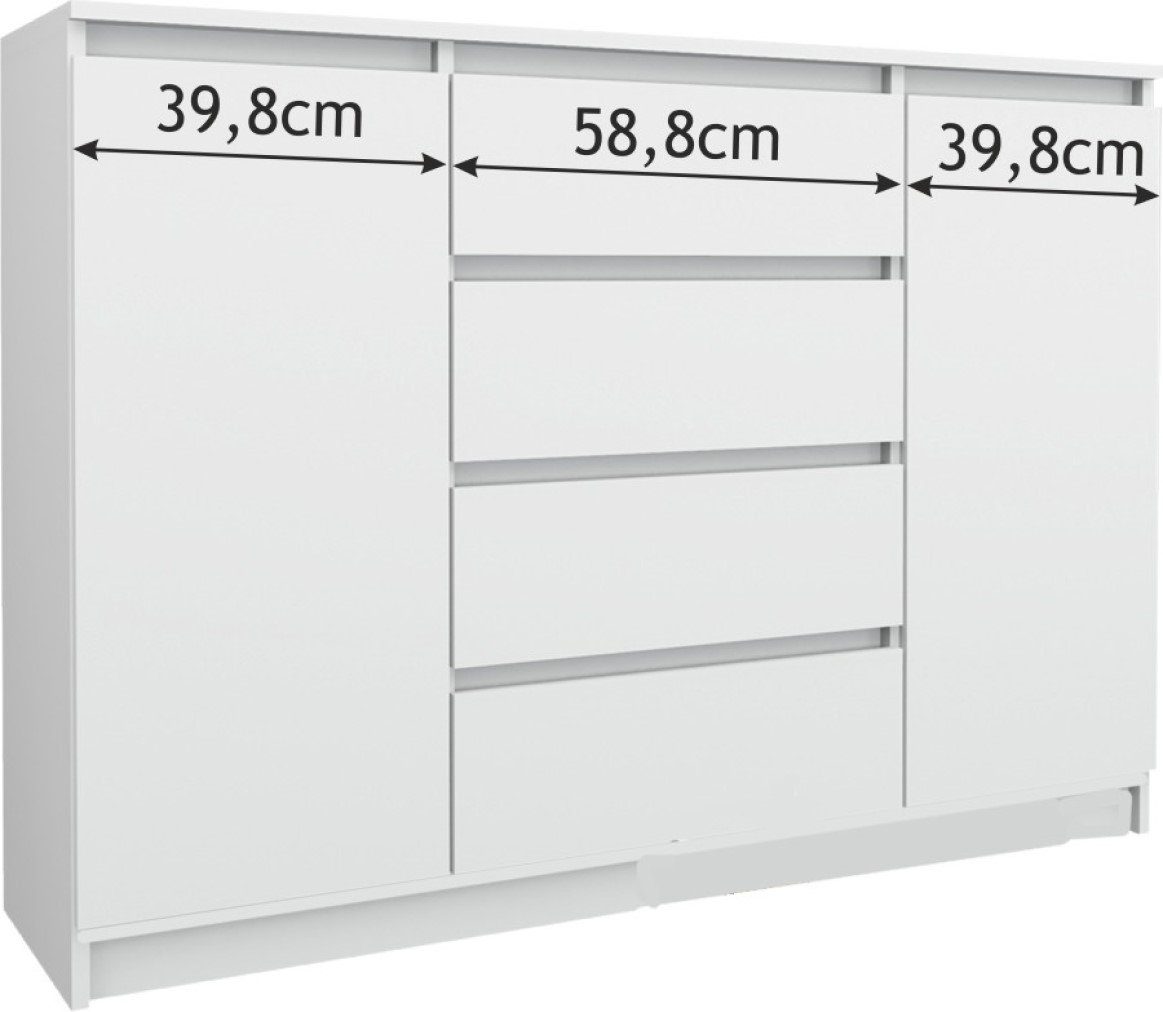 pressiode Kombikommode Kommode mit 4 Schubladen 2 Schränke Klamotenschrank Sideboard