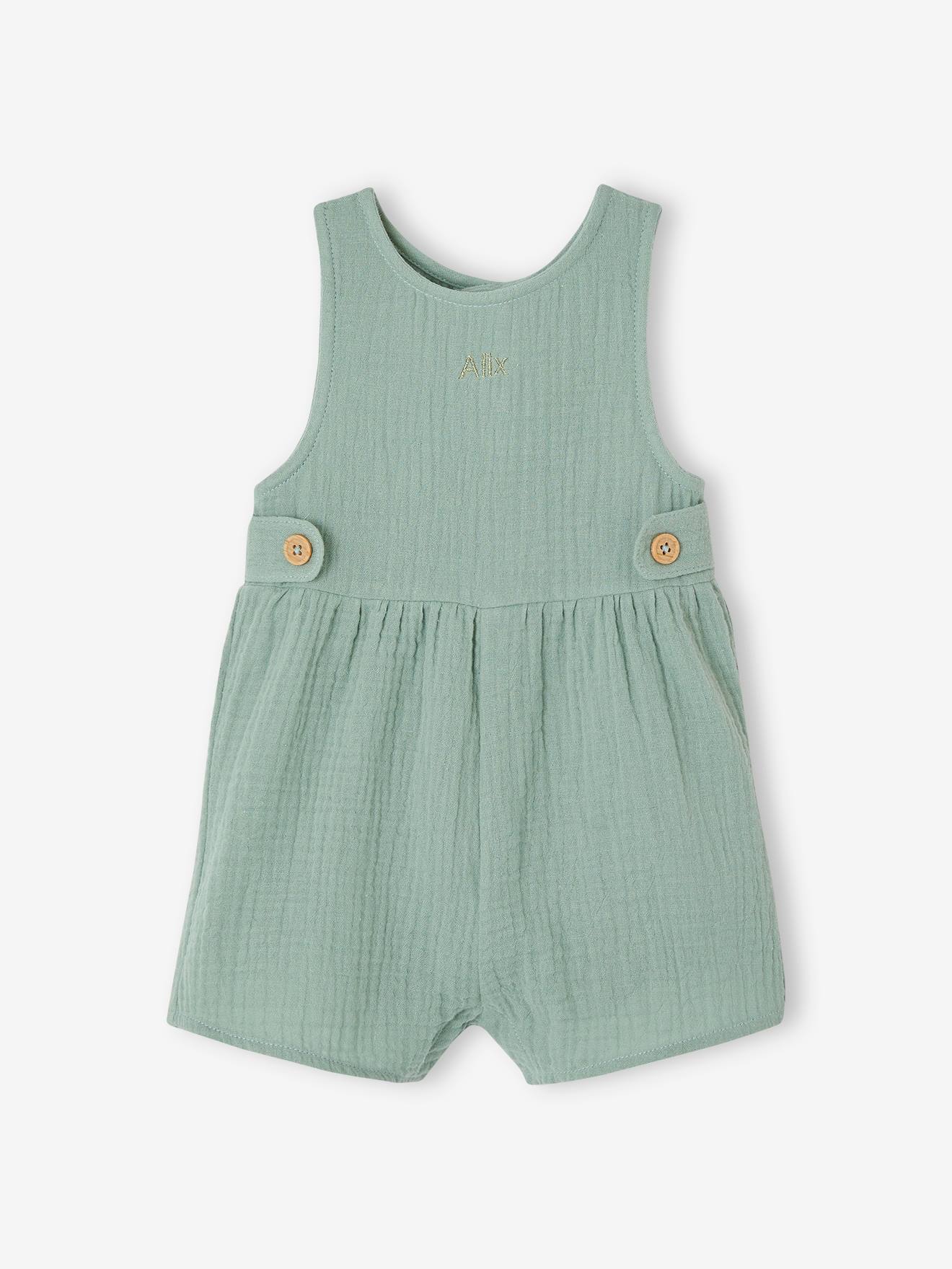 Vertbaudet Mädchen Baby-Set: T-Shirt, Kurzoverall & Haarband, personalisierbar - altrosa