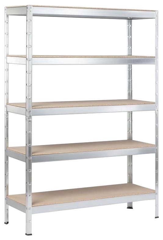 SCHULTE Regalwelt Schwerlastregal Stecksystem-Grundregal, Metall verzinkt, 1800x1300x450 mm, 5 Holzböden