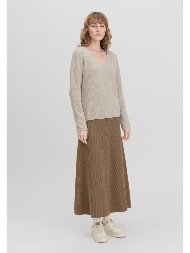 Hessnatur Strickrock Midi Regular in camel günstig kaufen