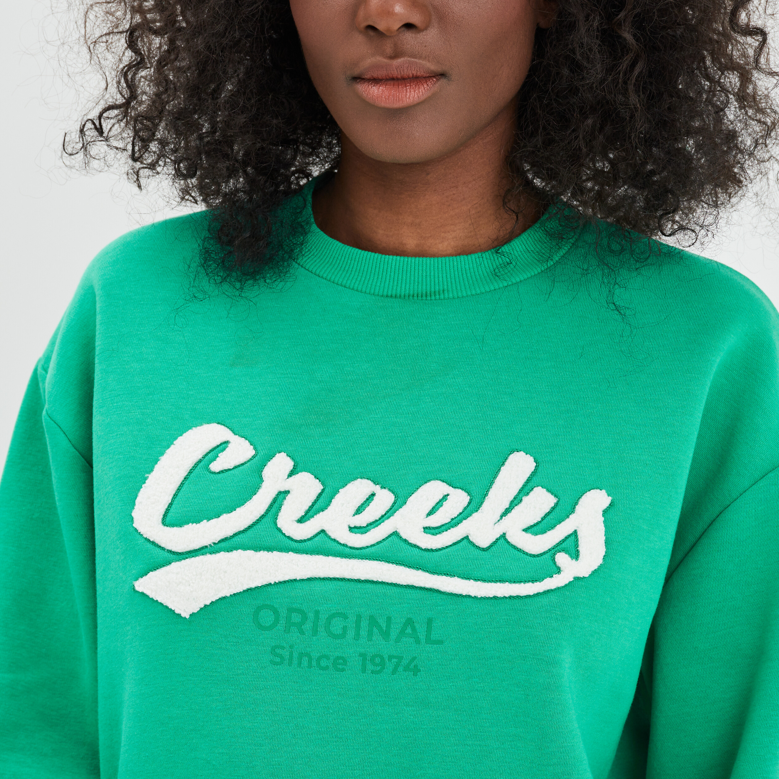 Sweat col rond manches longues Creeks vert femme | La Halle