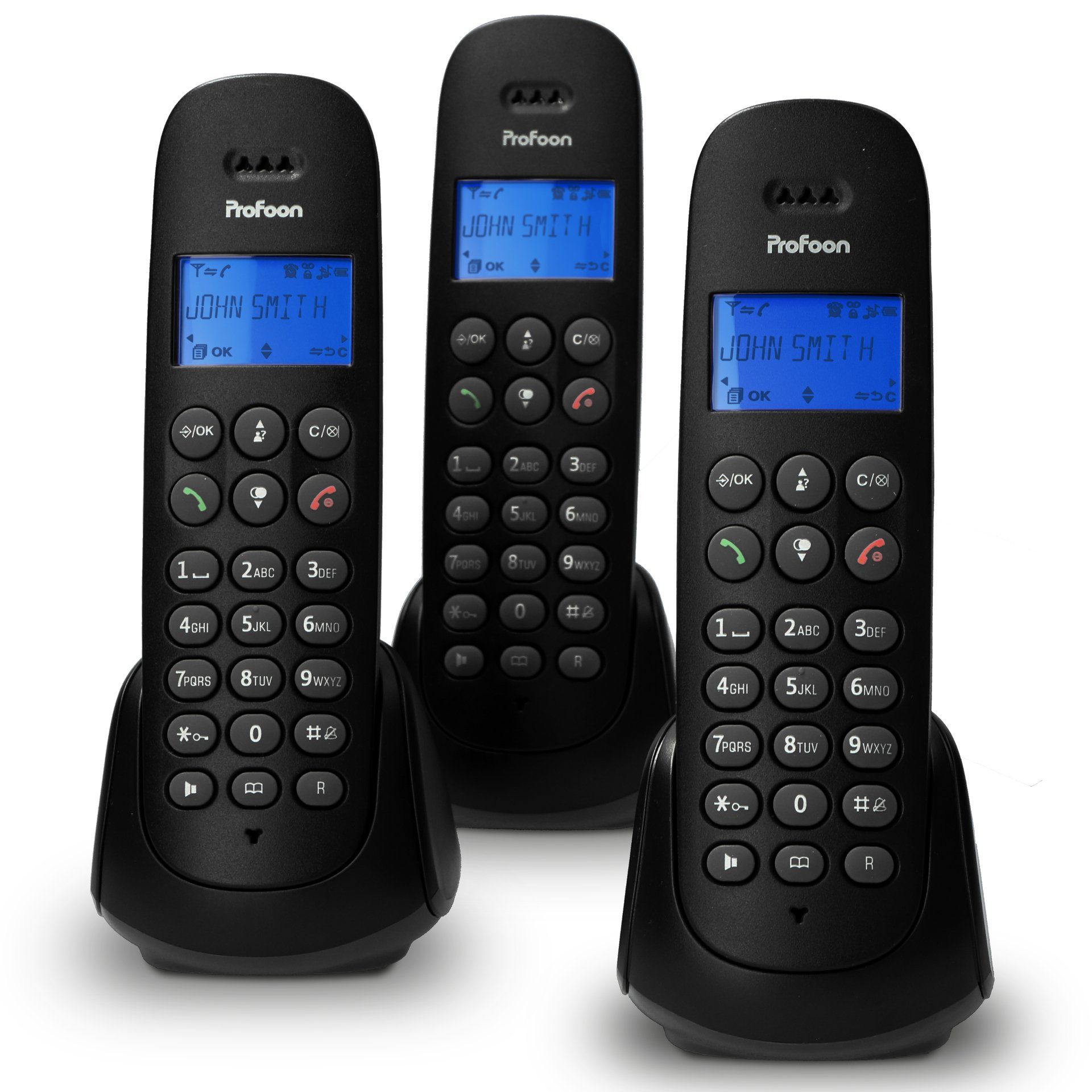 Profoon PDX-300 TRIPLE Schnurloses DECT-Telefon (Mobilteile: 3, mit 3 DECT-Mobilteilen)