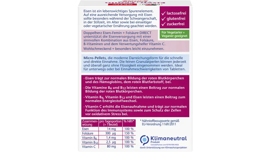 Doppelherz Eisen-Femin + Folsäure Direct 20 Portionen